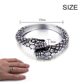 Youery Snake Ring, Snake Open Rings, Stainless Steel Finger Ring, Punk Vintage Snake Animal Jewellery, Ring for Women/Men, Stainless Steel, No Gemstone