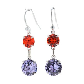 pewterhooter London Collection Women's Sparkling Hyacinth and Violet Sterling Silver Crystal Earrings with Gift Box.
