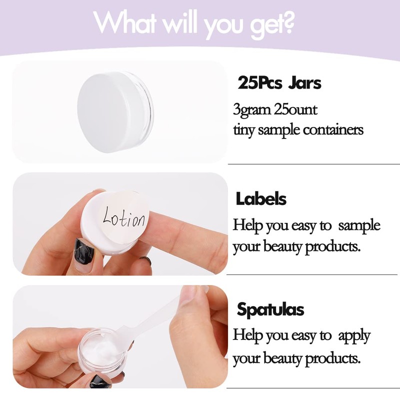 3 Gram Lip Balm Containers, 25 Count Tiny Makeup Travel