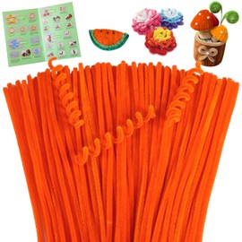 Giwrmu 100 Pieces Pipe Cleaners Chenille Stem, Reddish-Orange Pipe Cleaners Craft, Fuzzy Sticks Craft Supplies, Colored Pipe Cleaner for Creative Handmade DIY Art Craft Project