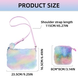 EPCDBBRT 1Pc Crossbody Bag for Kids, 1Pc Plush Coin Purse, Rainbow Bag, Girls Handbag, Kids Tote Bag, Handbags for Teen Girls