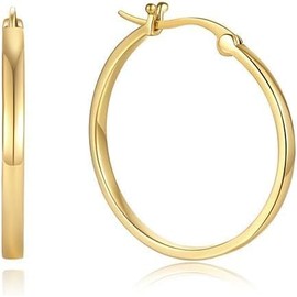 14K Gold Hoop Earrings for Women, 14K Yellow Gold Tube Hoop Earrings, Gold Earrings 2mm Tube