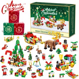 Gytera Christmas Advent Calendar 2024 for Kids and Adults, 24 Days Countdown with Building Blocks Set, Christmas Themed Puzzles, Building Set for Christmas Decorations, Christmas Gifts for Kids