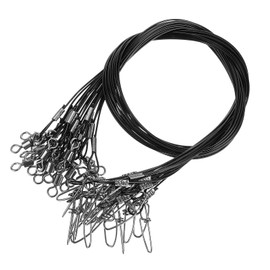 PATIKIL Fishing Wire Leaders 20", 20 Pack 200lb High Strength Carbon Steel Nylon Coated Fishing Line with Swivel Snap for Saltwater Freshwater, Black