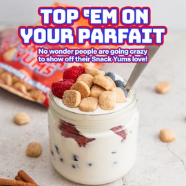 Snack Yums Cinnamon Churro Bite Size Mini Cookies - Delicious Plant-Based Snack - Perfect Yogurt & Ice Cream Toppers - Vegan, Nut-Free, Egg-Free, Kosher - (3 Ounce (Pack of 6)