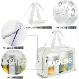 4 Piezas Bolsa de Maquillaje de Viaje, Neceser de Aseo Impermeable para Mujer y Hombre, Cosmetiqueras Transparentes Portatil, Organizador de Cosmético para Artículos de Tocador Baño (Blanco)
