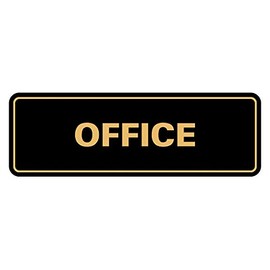 Signs ByLITA Standard Office Sign - Professional Business Signage - Easy to Install (Black/Gold) - Small 1 Pack