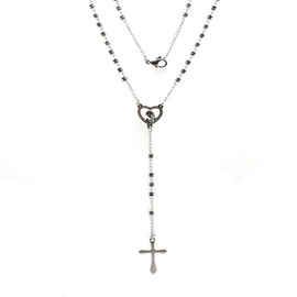Bungsa Necklace Rosary Heart of Jesus Made of 316L Stainless Steel Unisex, Stainless Steel