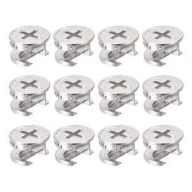 TA-VIGOR 12Pcs Furniture Connecter Cam Lock Nuts Fittings, 14.6mm x 9.5mm Screw Eccentric Fasteners for Cabinet Drawer Dresser Wardrobe Furniture Panel Connecting, Silver