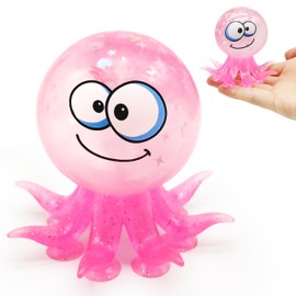 ZTATU Octopus Squishy Toys Stress Balls for Kids (1PCS) Octopus Suction Toys Stress Ball, Sensory Toys Squishy Balls for Kids, Sea Animal Toy Party Favors Stress Ball, Stress Relief Toy (Pink)