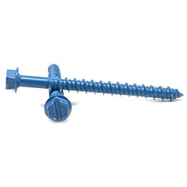 3/16" x 1 1/4" Concrete Screw Hex Washer Head Low Carbon Steel Blue Polymer Pk 100