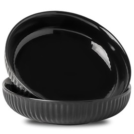 Hasense Pasta Bowls Set of 2, 30 oz Large Pasta Serving Bowls, 8 Inch Salad Bowls for Kitchen, Wide and Shallow Pasta Plates, Ideal Home Decor for Mother's Day Present, Microwave & Dishwasher, Black