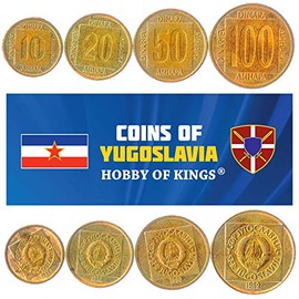 Set of 4 Coins from Yugoslavia. 10, 20, 50, 100 DINARA. 1988-1989