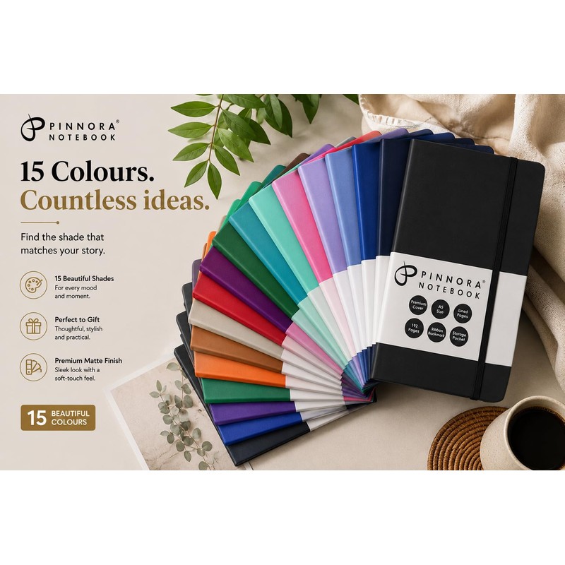 Pinnora Red A5 Notebook – Lined Everyday Journal Notebook &