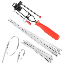 QWORK Auto Joint Banding Boot Axle Clamp Pliers with 20PCS Stainless Steel CV Joint Boot Band Clamps, Auto/ATV CV Axle Clamp Tool Kit Includes 10 Small and 10 Large Clamps