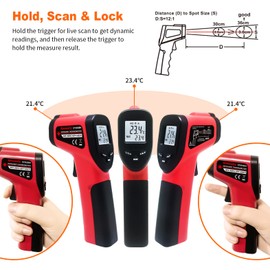 Infrared Thermometer Temperature Gun (NOT for Humans) -58℉~1022℉ (-50℃～550℃) 9-Point Laser Non-Contact Instant-Read Digital Laser Infrared Ir Thermometer with Backlight
