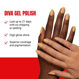 DAISY DND DND Diva Gel Polish Set, First Class Collection, UV/LED Gel Polish and Air Dry Nail Lacquer, Matching Chip-Free Polish Duo, 205 Papaya Pop, 0.5 Fl Oz