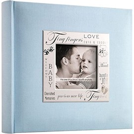 MCS MBI 846610 9 by 9-Inch Fabric Expressions with Frame Front 200 Pocket Album in Baby Blue