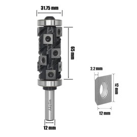 AKYLIN Reversible Plates Flush Cutter 12 mm Shank, Flush Cutter Router with Interchangeable Carbide Blade, Spiral Cutter Copy Cutter with Ball Bearing, Wood Cutter for Edge Processing