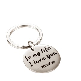 Meiligo® Boyfriend Girlfriend Gift Key Chain in My Life I Love You More Key Chain Pendant (Silver)