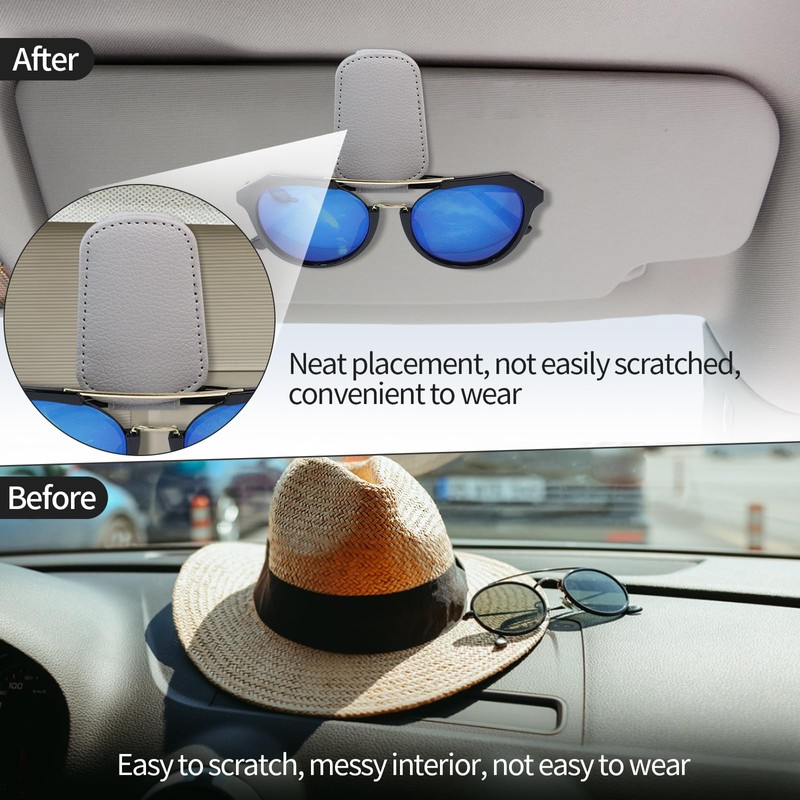 Dirvcp 2-Pack Magnetic Leather Car Sun Visor Organizer - Universal