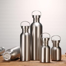 CDJ 17 oz Single Walled Stainless Steel Leak Proof Sports Water Bottle 18/8(304) metal water bottle for Cyclists, Runners, Hikers, Beach Goers, Picnics, Camping - BPA Free