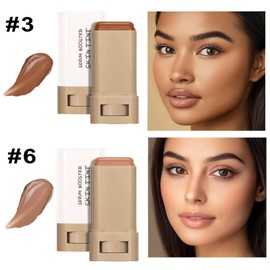 Beauty Balm Serum Boosted Skin Tint, Lightweight Solid Tinted Hydrating Serum Foundation Contour Stick for Women, Sheer to Medium Coverage, Radiant & Dewy Finish for Face Makeup (#03 06)