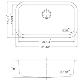 Houzer Stainless Steel STS-1300-1 Eston Series l Kitchen Sink - Undermount 23 inch Single Bowl Sink, Corrosion Resistant Stainless Steel, Easy to Clean Satin Finish, Ideal for Washing and Food Prep