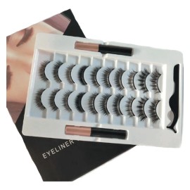 10 Pares De Pestañas Postizas Magnéticas Resistentes Al Agua