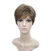 Wigsinway Short Synthetic Wigs Golden Brown Fluffy Straight Full Bang