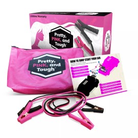 Gears Out Pretty Pink and Tough 12 Ft Jumper Cable Set - Pink Booster Cables for Women