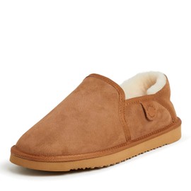Fireside by Dearfoams mens Hobart Genuine Shearling Closed Back Slipper, Chestnut, 12 US