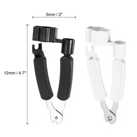 sourcing map 4 Pcs Black+White Guitar String Winder Cutter Pin Puller 3 in 1 Multifunctional Guitar Maintenance Tool String Peg Winder String Cutter Pin Puller for Guitar Bass Mandolin Ukulele