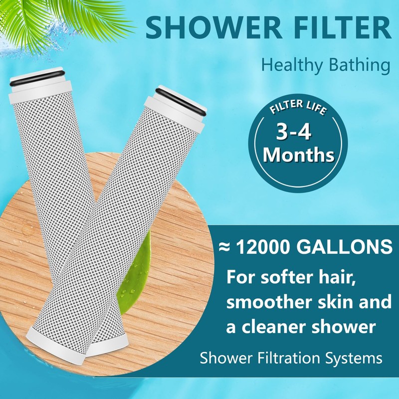 AOERUOW 2-Pack 2.0 Carbon Replacement Shower Filter Cartridge Compatible with
