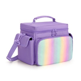 LoDrid Storage Case Compatible with Tonie, Carrying Organizer for Audio Player Set, Portable Bag with Shoulder Strap and Handle for Charge, Headphone and Accessories, Purple, Bag Only