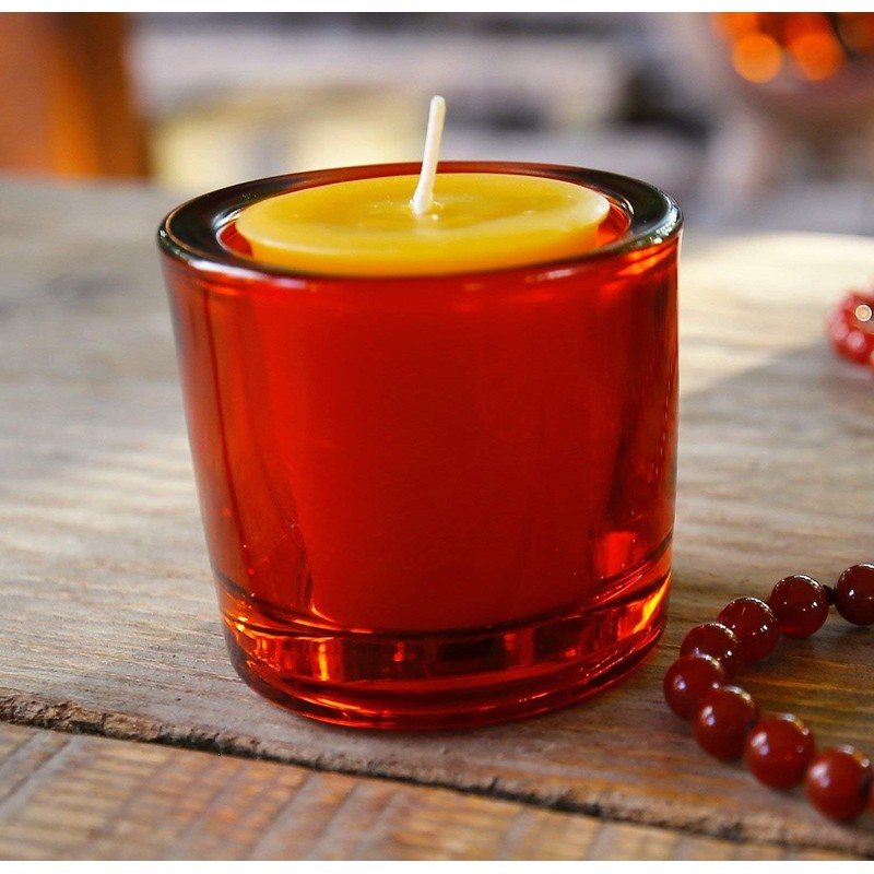 Bluecorn Beeswax Heavy Glass Votive and Tea Light Candle Holders