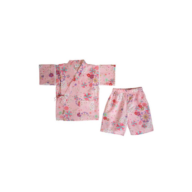 Cotton Town (Watanosat) Size 110/Pink Girls Ripple Jinbei