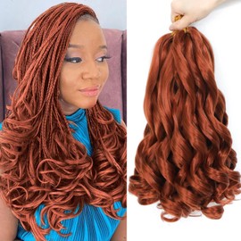 French Curly Braiding Hair 12 Inch 8 Packs - Pre Stretched Bouncy Braiding Hair- Loose Wavy Synthetic Hair Extensions for Black Women (12 inch 8 packs, 350#)
