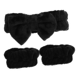 WOONEKY 1 Set Water Absorbing Face Cleaning Headbands with Wristbands Cute Bowknot Design Durable Elastic Spa Hairbands for Women for Skincare and Makeup Routine