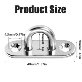 Pack of 20 Stainless Steel Eye Plates, M5 Stainless Steel Cover Plate, Ceiling Hooks, Metal Mounting Hooks, Boat Accessories, Eye Plates with Eyelet, Mounting Hooks for Hanging Items, Awnings, Deck