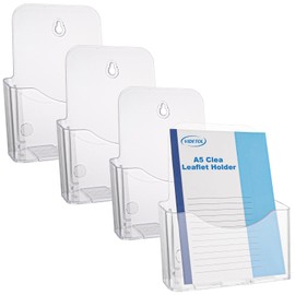VIDETOL 4 Pack A5 Wall Mounted Document Holder, A5 Portrait Wall Mountable Menu Leaflet Holder, Clear Literature Holders