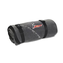 Fleece Blanket - Charcoal with Corvette Embroidered Emblem