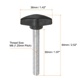 QUARKZMAN M8 x 50mm Standard Male Thread Plastic T Knobs Handles Hand Clamp Knobs Handle Thumb Screw Black