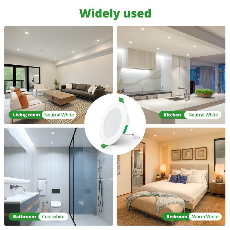 HOMEOW LED Recessed Spotlight, 230 V, Dimmable, Flat, 7 W