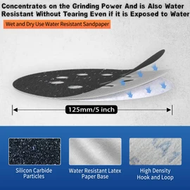 Pack of 71 Sandpaper 125 mm Velcro Wet Dry Professional Sanding Discs Round 8 Holes Silicon Carbide Sanding Sheets (with Grit 1000/1500/2000/3000/5000/7000/10000 x10) for Random Orbital Sanders
