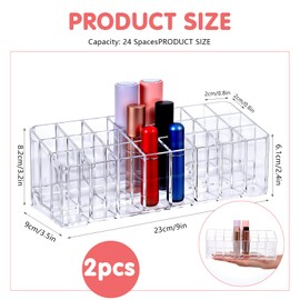 mekueeex 2 pcs Rollerball Perfume Organizer, 48 Spaces Clear Acrylic Perfume Storage Holder Beauty Scent Holder, Makeup Lipgloss Lipstick Display Case