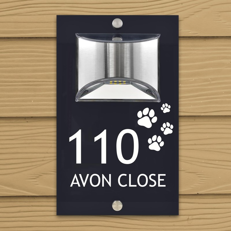 Custom Signs Solar Illuminated Modern Anthracite House Number Sign 24cm