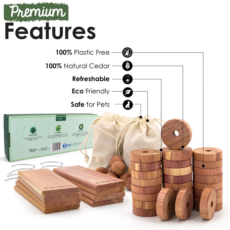 ecoKiwi Cedar Blocks for Clothes Storage Mega Bundle Box -