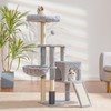 Heybly Cat Tree with Cat Self Groomer Brush, Cat Tower