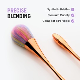 Gleva Ultimate Blend Makeup Brush For Cream, Liquid & Powder Foundation, Blush, & Bronzer, Buff & Blend Makeup Brushs (Rose Gold Colored Hair)